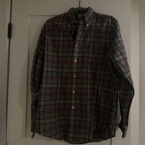 Brooks Brothers Gray and Red Plaid Button-Down Shirt